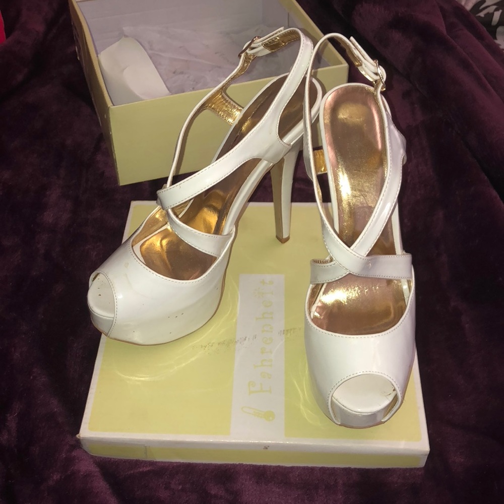 White strapped pumps